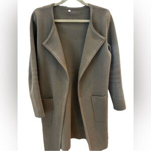 Stylish Olive Green Open Front Cardigan Jacket